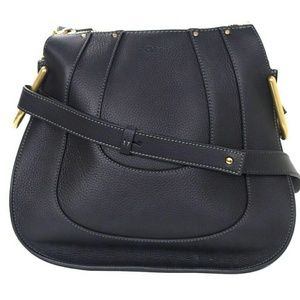 Chloe  Black Leather "Hayley" Shoulder Bag